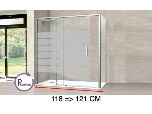 Drzwi prysznicowe przesuwne, 118 Ã  121 cm, ze szkÅ‚em pÃ³Å‚przezroczystym - NANTES 310 pogrubione